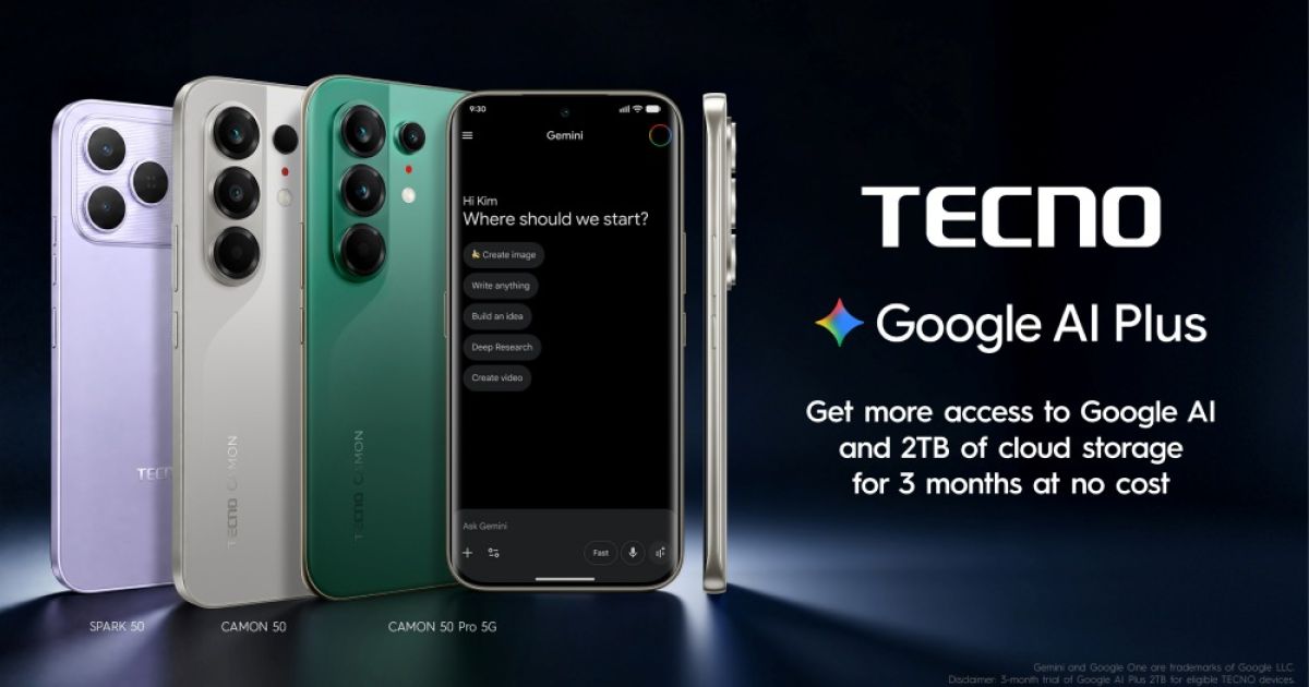 TECNO Tawarkan Uji Coba Google AI Plus (2 TB) Gratis 3 Bulan di Indonesia